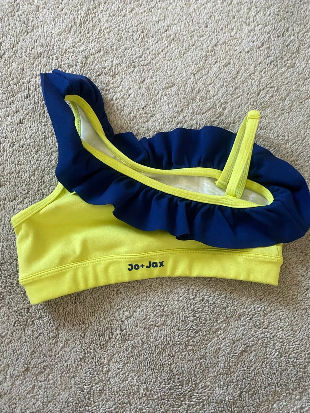 Jo+Jax Yellow & Blue Ruffle Top YL Large